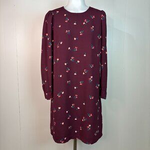 Old Navy Shift Dress Medium Deep Purple Floral Long Sleeve Women's